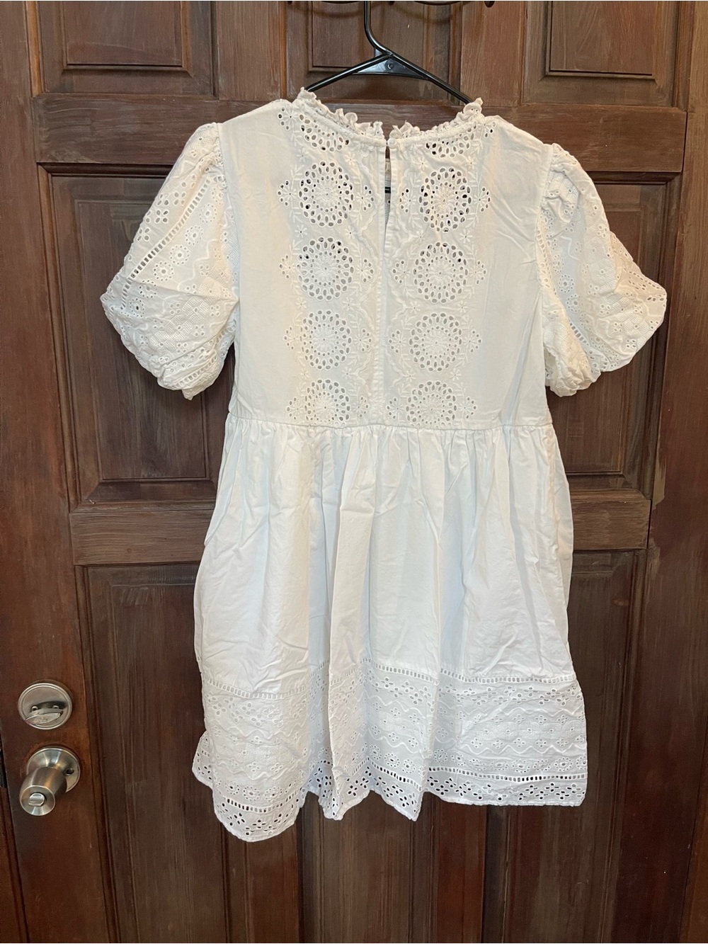 Forever that Girl White Eyelet Puff-Sleeve Baby Doll Dress by Anthropologie Size - Picture 7 of 8